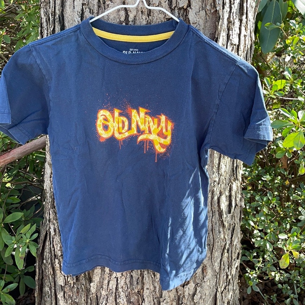 Old Navy Classic Fit Blue Logo Short Sleeves Tee Small Boys S